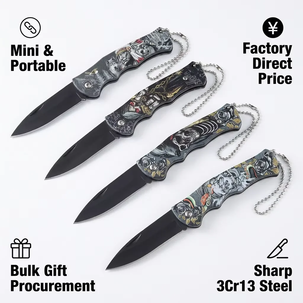 Factory Wholesale Custom 6-inch Length Steel Blade 3D Printed Plastic Handle EDC Mini Folding Pocket Knife product view 1