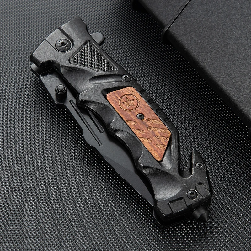 High Quality Customized Wholesale Wooden Handle Steel Blade Camping Outdoor Folding Pocket Knife product view 3