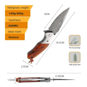New High Hardness Sandalwood Handle Damascus Folding Knife Color Shell Handle Collection Gift Outdoor Knives - product view 3