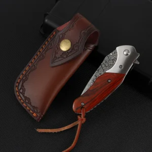 New High Hardness Sandalwood Handle Damascus Folding Knife Color Shell Handle Collection Gift Outdoor Knives - product view 4