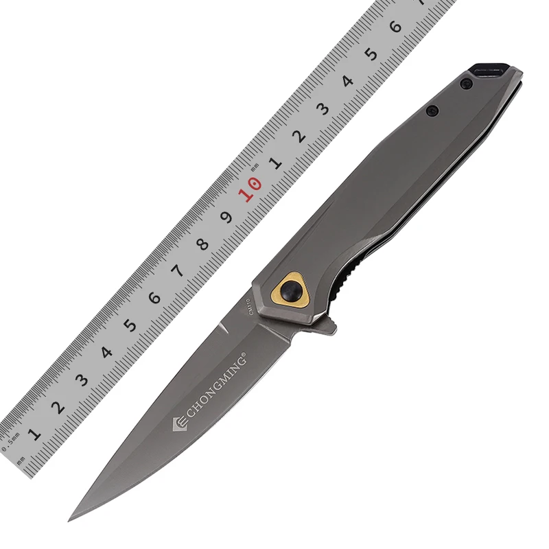 Wholesale Stocks Custom Titanium Blade Camping Folding Outdoor Knife Pocket Handmade product view 1