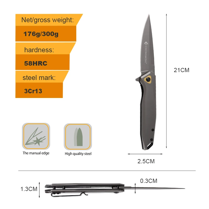 Wholesale Stocks Custom Titanium Blade Camping Folding Outdoor Knife Pocket Handmade product view 2