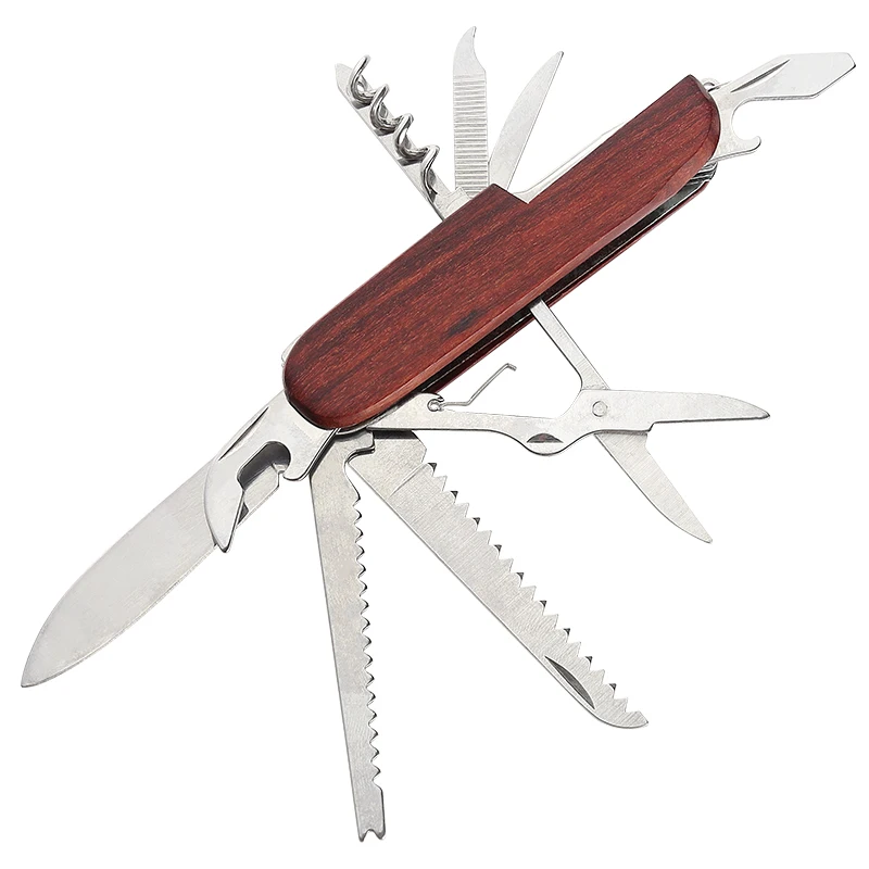 Wood Handle 11-in-1 Folding Pocket Multitool - SI-130 - product view 1