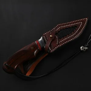 Damascus Steel Wood Handle Fixed Blade Camping Knife - D12 - product view 3