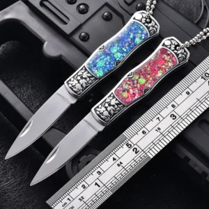 Women's Mini Pocket Folding Knife with Resin Handle Easy-Carry Keychain for Camping for EDC & Industrial Use DIY Grade - product view 2