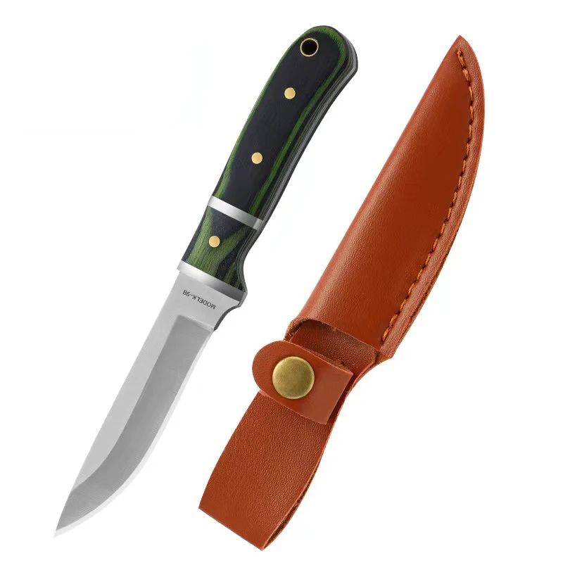 Ready to Ship Full Tang Fixed Blade Knife Colored Wood Handle Survival Camping Knife for Outdoor Cutting Food - product view 1