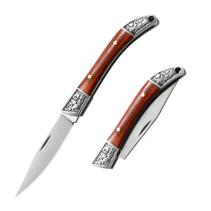 otf-1600752948890-1 Wood Handle Folding Pocket Knife with Decorative Bolsters - XD138 - product view 1