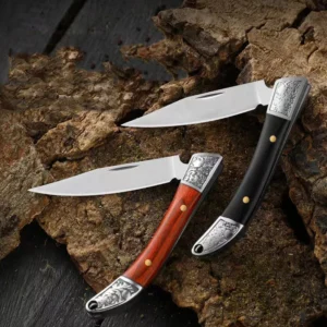 Wood Handle Folding Pocket Knife with Decorative Bolsters - XD138 - product view 3