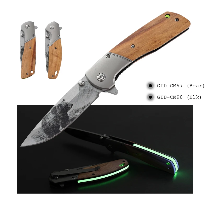 Hot-selling Customized Wholesale Fluorescent Night Glow Handle Steel Blade Pocket Knife Camping Folding Hunting Outdoor Knife - product view 1