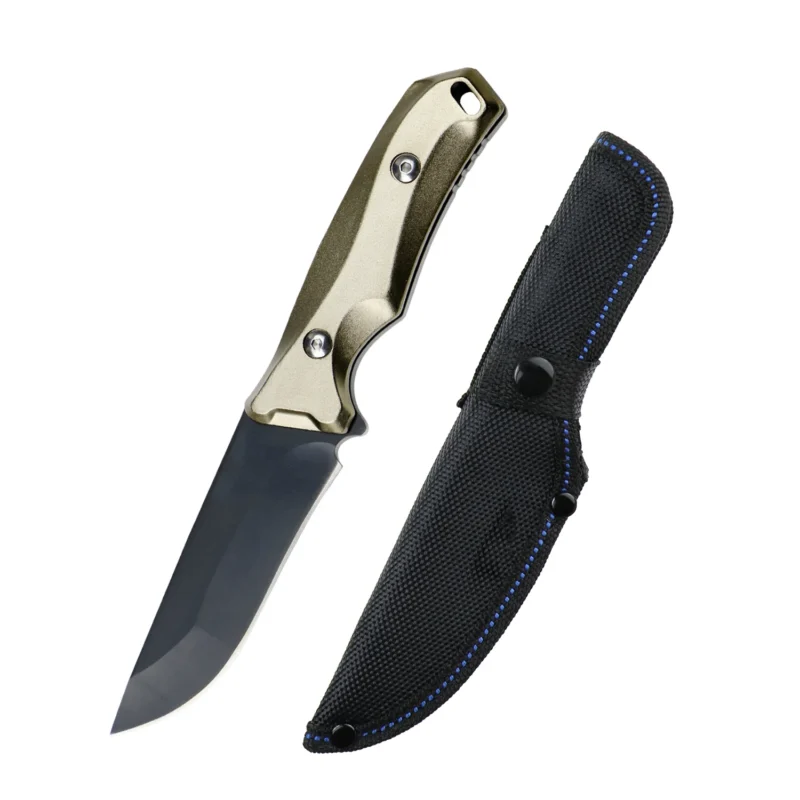 Outdoor Aluminum Handle Fixed Blade Knife Black Coated Camping Knife Stainless Steel DIY Grade Industrial Use product view 1