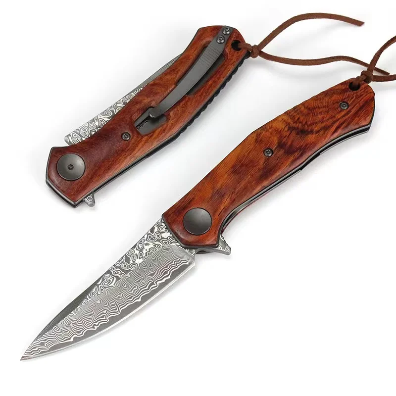 otf-1600820439704-1 High-End Forging Handmade VG10 Damascus Folding Pocket Knife With Sour Wood Handle Knife product view 1