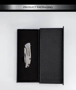 Folding Handmade Small Damascus Steel Titanium Alloy Handle Camping Outdoor Pocket Knife with Gift Box product view 2