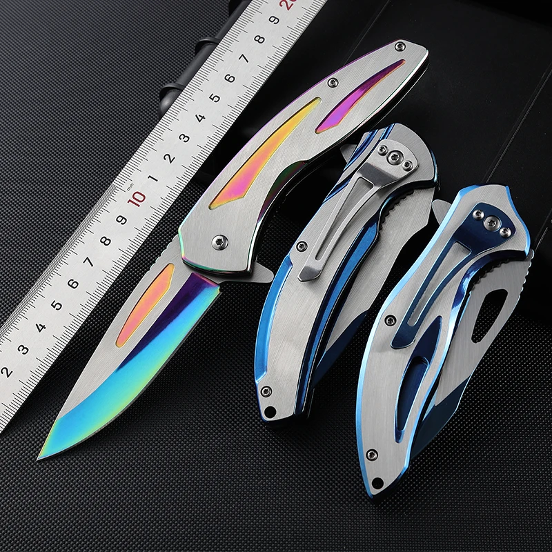 Trending Products 2026 Colored Titanium Treatment Csgo Camping Outdoor Survival Folding Pocket Knife Hunting - product view 3