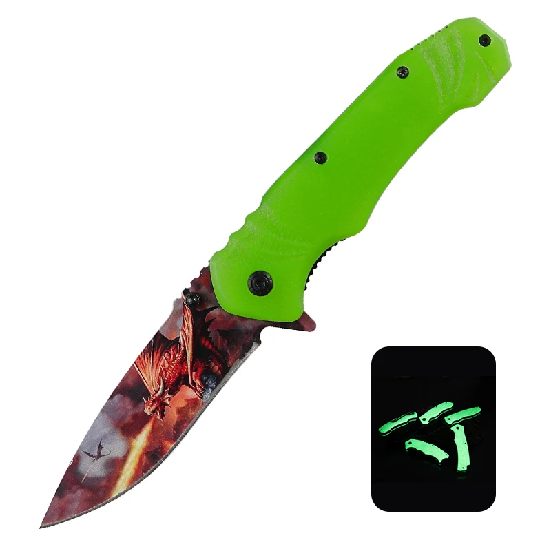 New Arrival Glow in the Dark Pocket Knife Natural Brighten Handle Camping Knife Shining Outdoor Hunting Luminous Folding Knife - product view 1