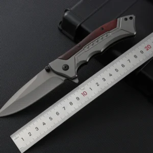 2026 New Style Wholesale Titanium Plated Outdoor EDC Folding Pocket Knife with Wood Handle Stainless Steel for Camping product view 3