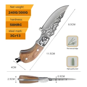 Fixed Klinge Knife with Sheath Outdoor Knife Wood Handle Camping Knives EDC Full Tang product view 4