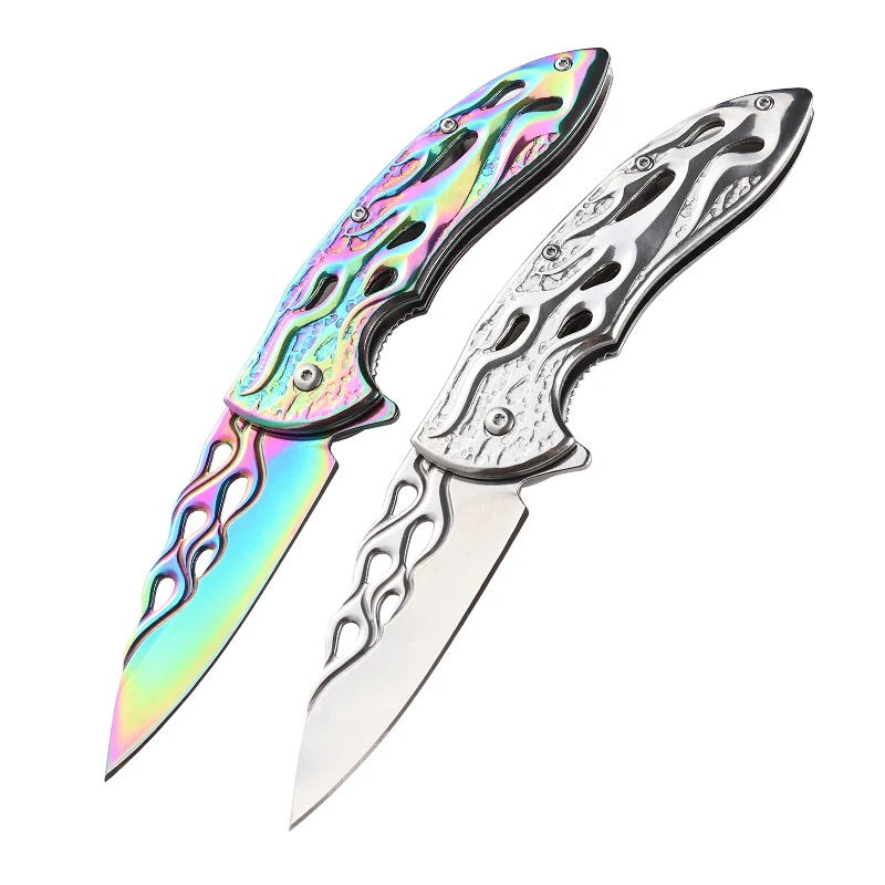 Colorful 3D Relief Folding Pocket Outdoor Knife Portable Camping Hiking Knife EDC Stainless Steel Knives product view 1