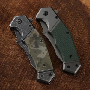 Green Camouflage G10 Handle Folding Blade Survival Hunting Outdoor Knife - product view 4