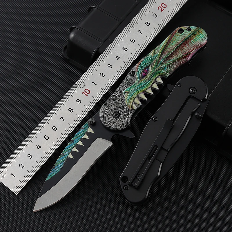 Tiger Tooth Folding Pocket Knife with 3CR13 Blade and DIY Grade 3D Stainless Steel Handle for and product view 3