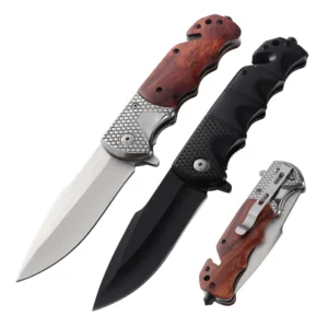Hot Sale Outdoor Knife with Blackened Steel Blade Engraved Olive Wood Handle DIY Grade Customization Supported