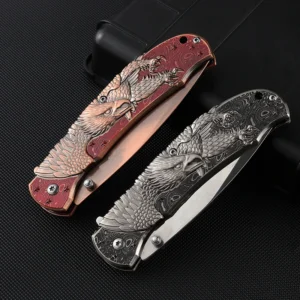New Design Embossed Flying Eagle All Steel Katlanır Bıçaklar Pocket Knife Colorful Stainless Steel Knife product view 3