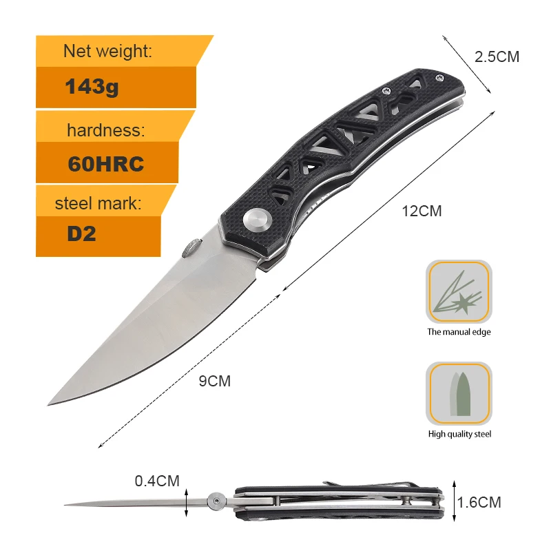 D2 Steel G10 Handle Folding Pocket Knife - MZ-313 - product view 2