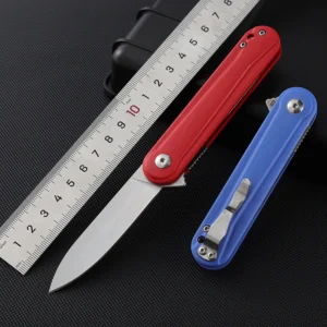 Blue Red Pocket Knife D2 Steel CNC Durable Folding Knife Carbon Stainless Steel Slight Weight for Outdoor Use product view 3