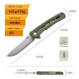 D2 Steel G10 Handle Folding Pocket Knife - MZ-328 - product view 2