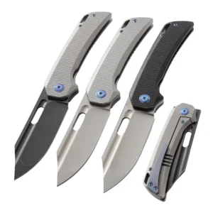 High End Custom Titanium Alloy Handle Folding Knife with M390 Steel Blade Supported for Outdoor Camping