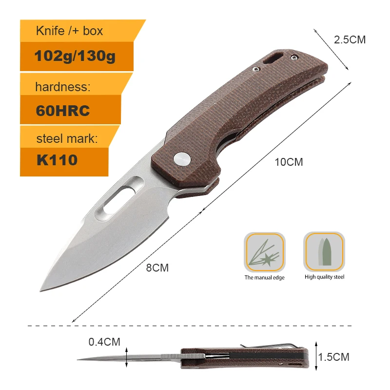 Outdoor Camping Portable K110 Steel Edc Mikara Handle Folding Knife Survival Hunting Pocket Knife Blank - product view 2