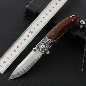 7.3 Inches Pocket Folding Lâminas Knife SKD-11steel Drop Point Lâmina Sandalwood Handle Hunting Knife with Gift Box - product view 3