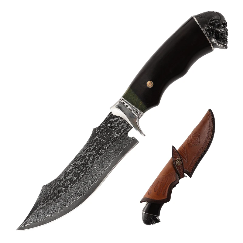 High Quality Ebony Manual Damascus Steel Fixed Blade Damascus Knife product view 1
