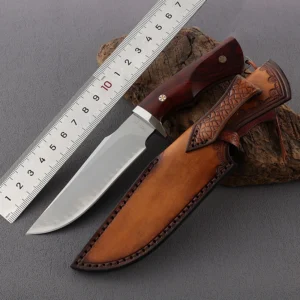 High End Handmade SKD-11 Damascus Steel Fixed Blade Bowie Hunting Knife Sand-iron Wood Handle Survival Knife - product view 2