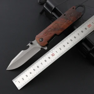 Newly Designed 3cr13 Steel Carved Flower Wood Handle Folding Knife for Outdoor Camping Hunting Pocket Knife Customizable OEM - product view 2