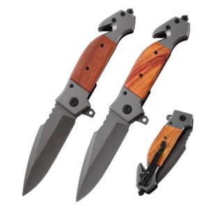 Manufacturer Customized Wholesale Stainless Steel Blade Wooden Handle Outdoor Camping Folding Pocket Knife