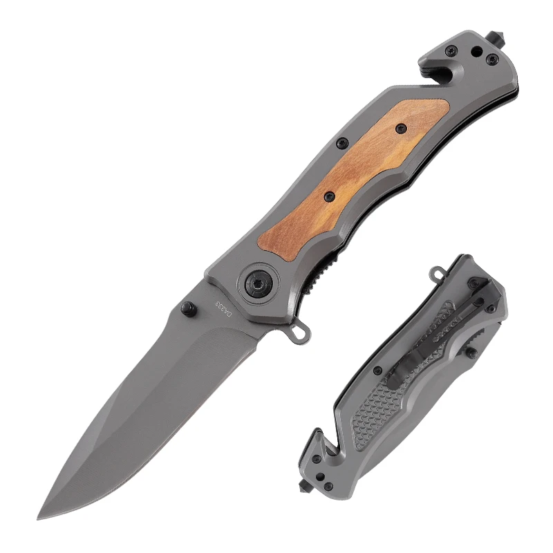 Wholesale Custom logo Universal Folding Wooden Handle Camping Outdoor Pocket Knife product view 1