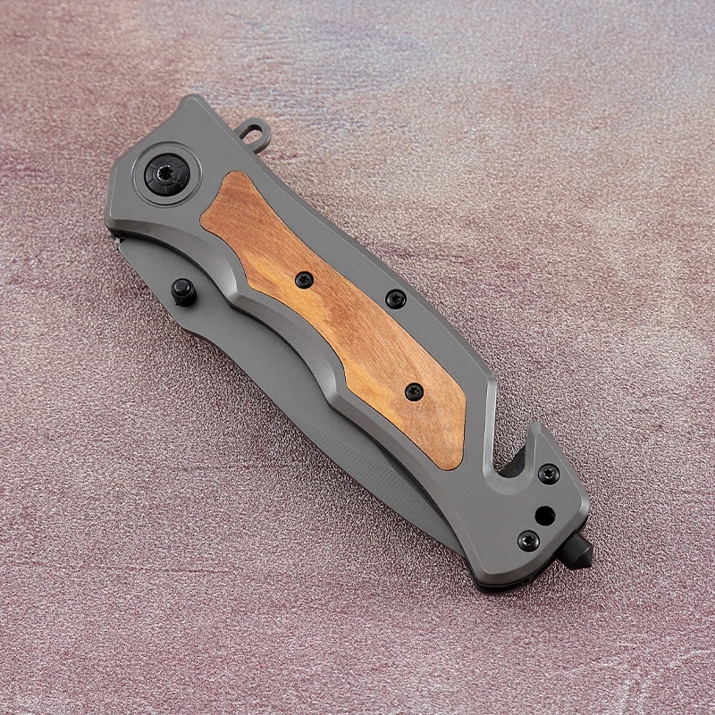 Wholesale Custom logo Universal Folding Wooden Handle Camping Outdoor Pocket Knife product view 4