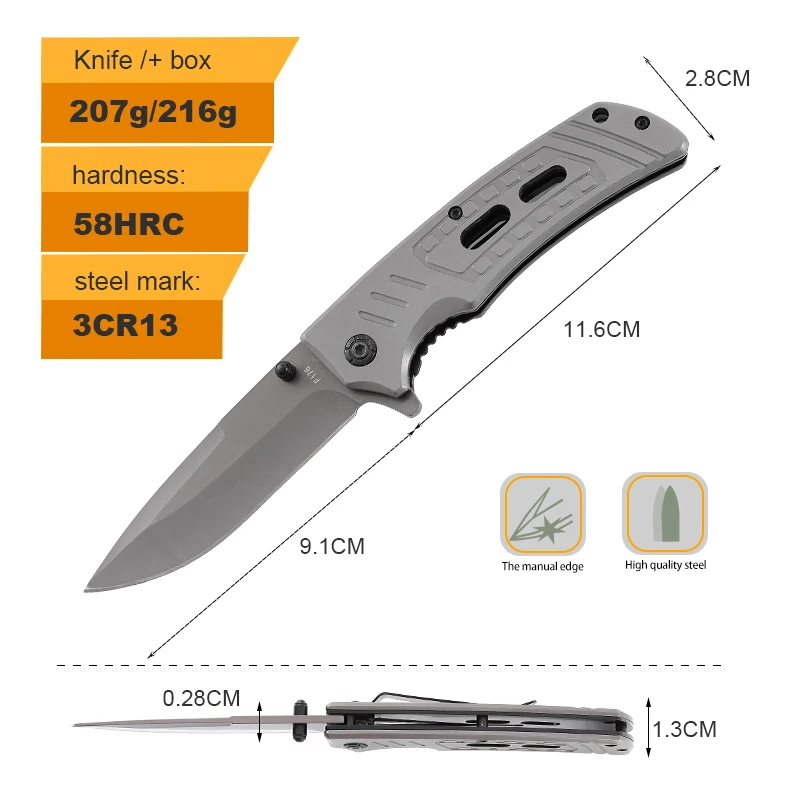 Hot Selling Customized Aluminum Handle EDC Camping Outdoor Folding Pocket Knife in Stock product view 2