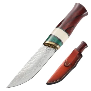Premium Handmade Camping Forged Damascus Steel Fixed Blade Knife Customized Pocket Camping Knife Gift for Men