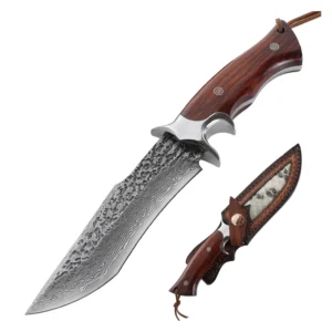 Customized High-quality Handmade Damascus Steel Fixed Blade Wooden Handle Outdoor Camping Pocket Gift Knife