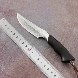 Salutgh Quality Handmade Customized Damascus Steel Ebony Wood Handle Knife Outdoor Camping Fixed Lame Gift Knife product view 2