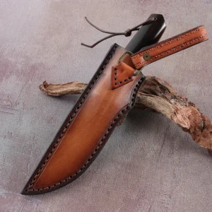 High Quality Handmade Damascus Steel Wood Handle Outdoor Camping Hunting Survival Fixed Blade Gift Knife with Leather Strap - product view 3