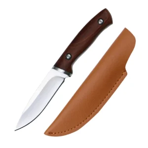 Hot Selling Wholesale Customized Stainless Steel Wooden Handle Fixed Blade Outdoor Camping Pocket Knife