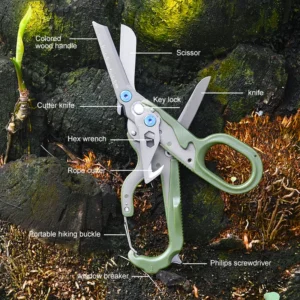 2026 New 10 in 1 Portable Multi Functional Folding Scissors Stainless Steel Trimming Outdoor Camping Survival Pocket Scissors - product view 4