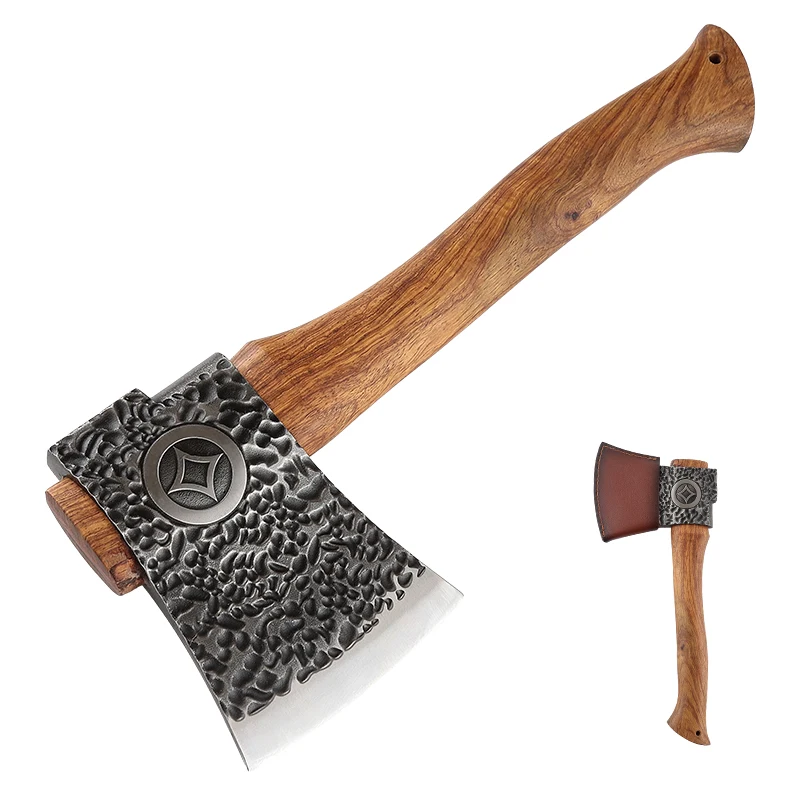 Rosewood Wood Handle Hatchet Axe Straight Handle Outdoor EDC Hammered Carbon Steel for DIY Industrial product view 1