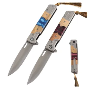 Vente en gros Stainless Steel Outdoor Pocket Knife with Wood Handle DIY Grade Customization Supported