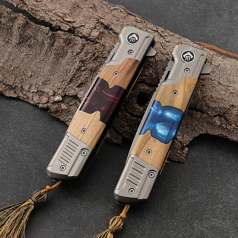 Wholesale Stainless Steel Outdoor Pocket Knife with Wood Handle DIY Grade Customization Supported product view 2
