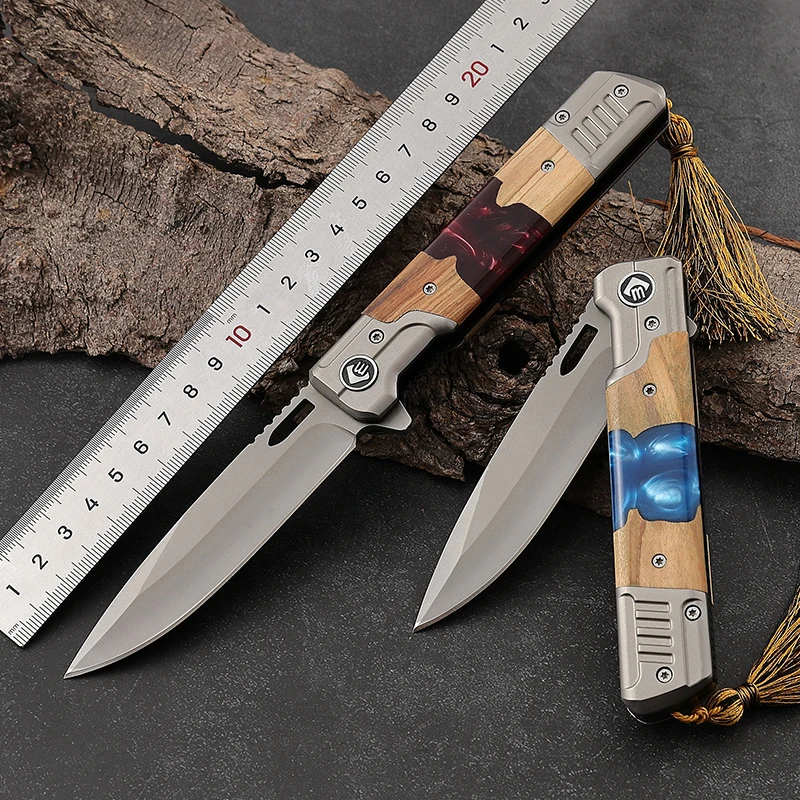 Wholesale Stainless Steel Outdoor Pocket Knife with Wood Handle DIY Grade Customization Supported product view 4