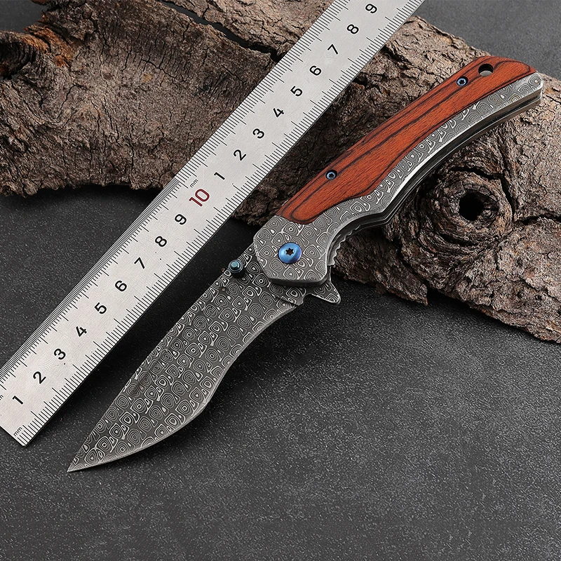 Custom Wholesale Stainless Steel Folding Pocket Knife Wood Handle DIY Grade Support Camping EDC Knife product view 3