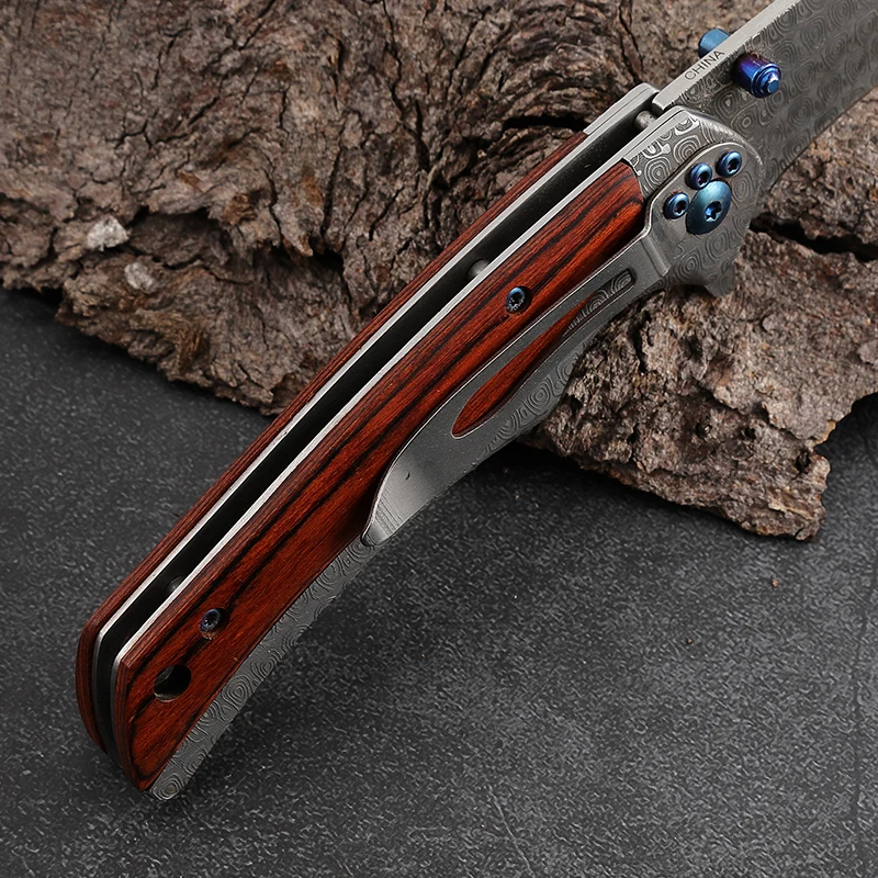 Custom Wholesale Stainless Steel Folding Pocket Knife Wood Handle DIY Grade Support Camping EDC Knife product view 4